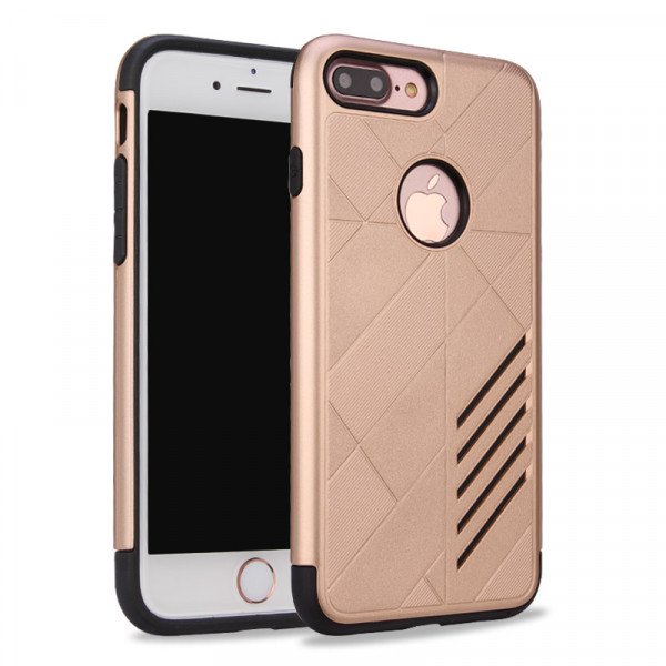 Wholesale iPhone 7 Plus Dual Layer Armor Hybrid Case (Champagne Gold)